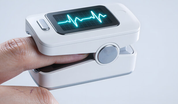 Finger Pulse Oximeter Measuring Heart Rate