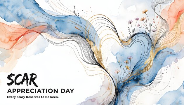 Abstract watercolor banner with flowy lines