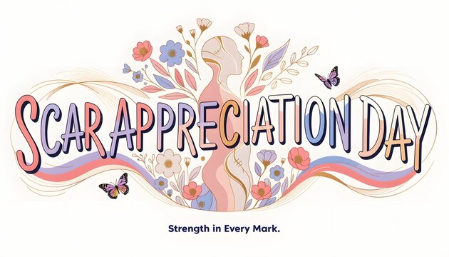 Scar appreciation day banner with floral illustration