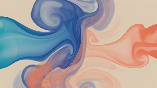 Vibrant blue and orange ink swirling in water, abstract fluid motion background, colorful underwater smoke pattern for design, looping animation