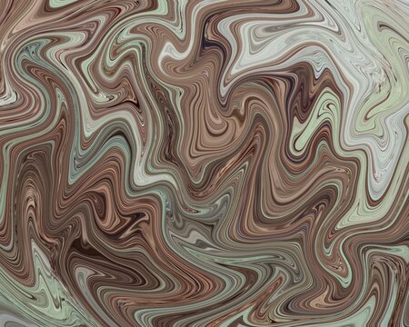 Abstract liquid marble texture background with swirling brown and beige fluid paint patterns.
