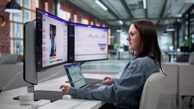 Content Moderator Carefully Reviews User-generated Video