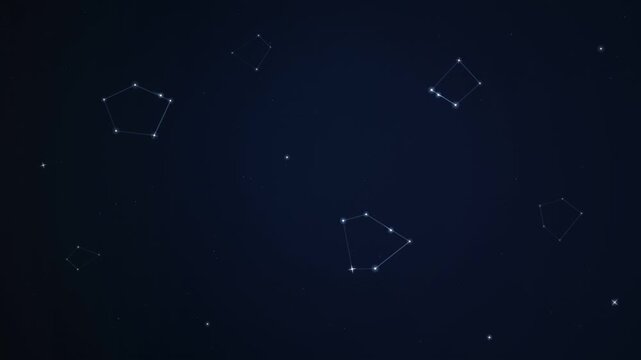 Astronomy constellation drift with glowing stars lines and dark blue