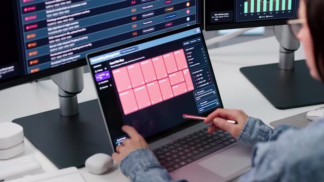 Cybersecurity Analyst Monitors Vulnerabilities While Scanning Network