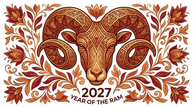Decorative ornamental ram head year 2027