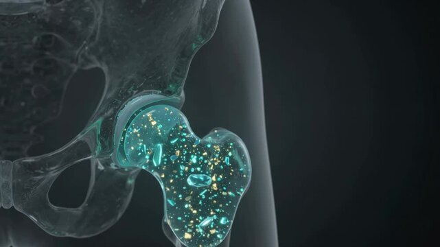 Human Hip Joint Inflammation and Healing - Anatomical 3D Animation of Pain Relief and Bone Regeneration - Cinematic Medical Science 4K Footage