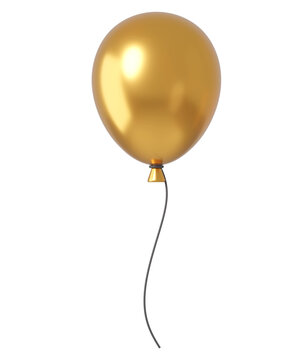 3d Golden balloon isolated on background. Glossy latex party decoration for celebrations, events, and Black Friday.
