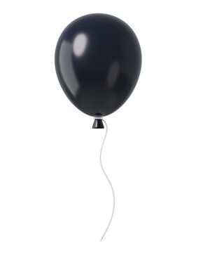 3d Black balloon isolated on background. Glossy latex party decoration for celebrations, events, and Black Friday.
