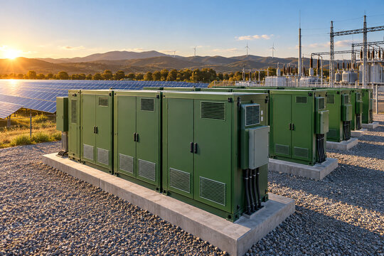 Conceptual Second Life Battery Cabinets at Renewable Energy Site