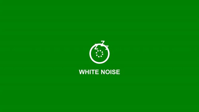 White noise sleep sound icon graphic glowing with text on a green screen overlay