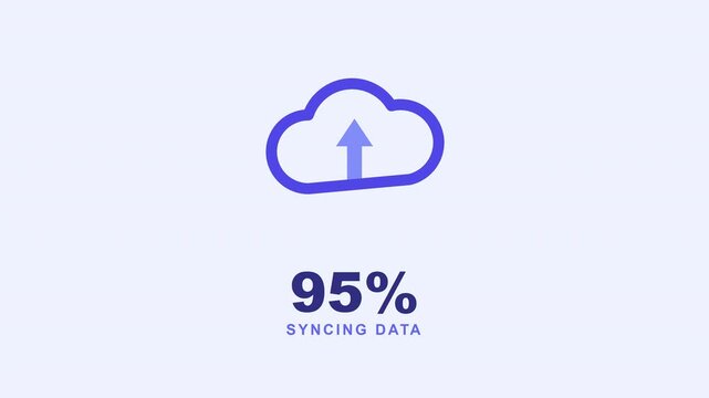 Cloud computing data sync progress with percentage counter on alpha channel