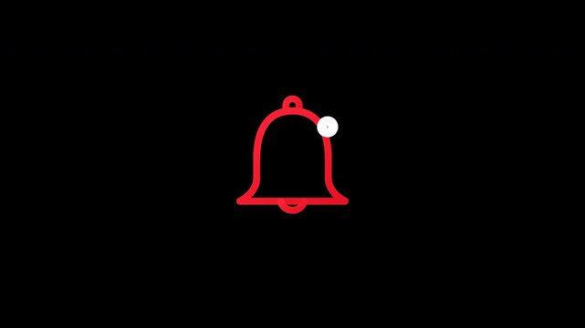 Red Bell Ring Notification Alert Icon Popup Animation with Unread Number Badge 4K Loop on Transparent Alpha Background