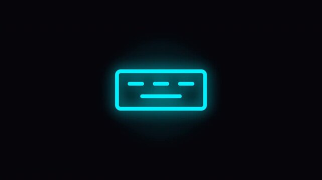 Glowing neon cyan computer keyboard icons appearing on transparent background