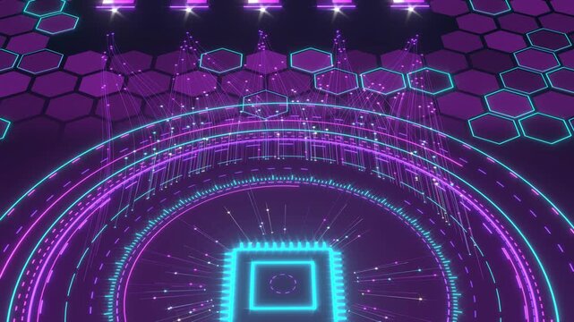 Data analytics curve lines circles bg able to loop endless 4k