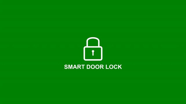 Smart door lock icon with padlock symbol fading in over transparent background