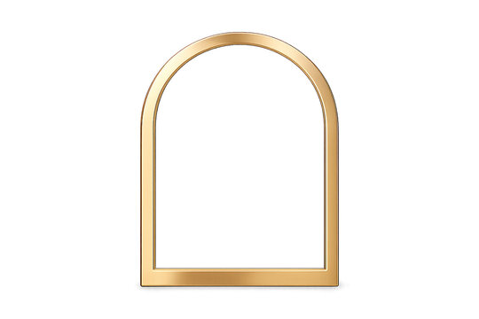 Golden Arch Frame, Elegant Decorative Border Design. Minimalist Gold Archway, Ornate Window Frame Illustration.
