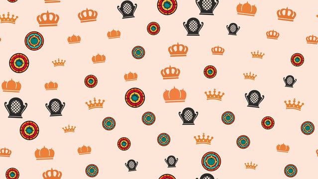 Orange crowns and black throne pattern