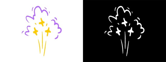 Chalk style handdrawn firecracker, firework burst doodle isolated on transparent background © Vc