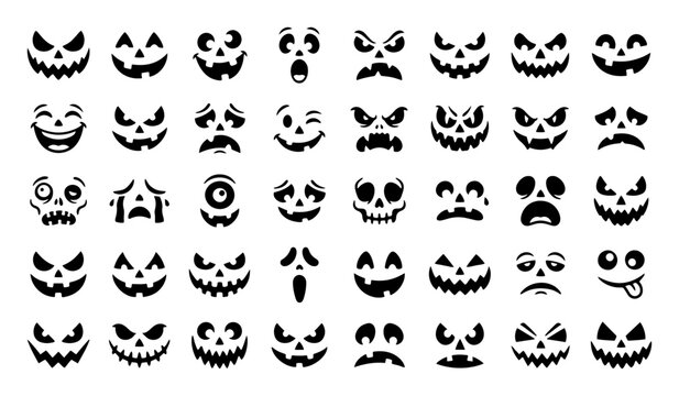 Halloween face set with skull and cyclops designs