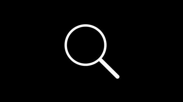 Search Magnifying Glass Exploration Tool Icon Animation on Black