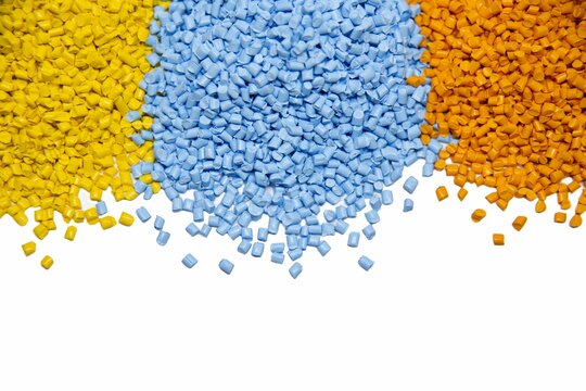 Multi colored plastic polymer granules	
