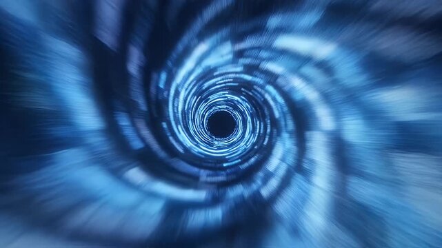 Abstract blue motion blur tunnel vortex background