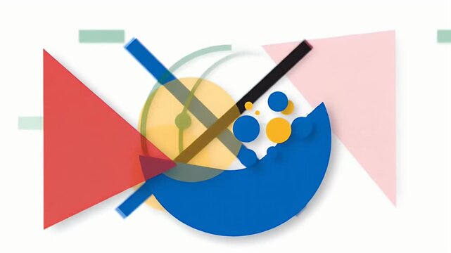 Abstract geometric shapes in primary colors on white