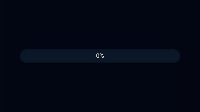 Minimalist loading bar graphic showing zero percent progress on a dark background.