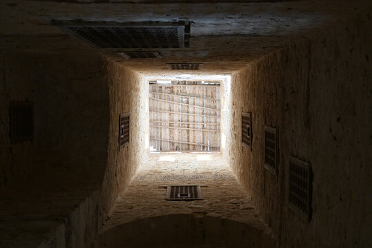 Worm's Eye View of Backlit Wooden False Ceiling, Qaitbay Citadel, Alexandria