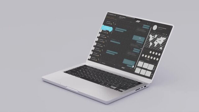 Laptop Displaying a Dark Creative Digital Interface