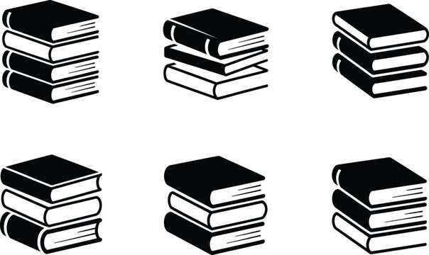 Collection of simple isometric book stack icons isolated on a white background with bookshelf hardcover literature education perspective