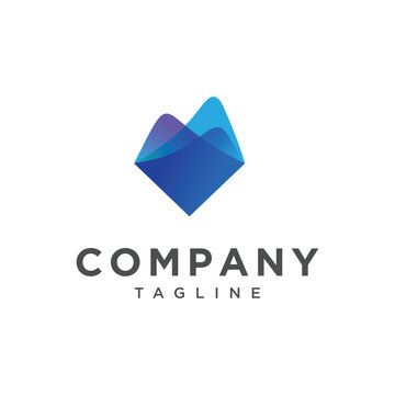 A modern geometric logo design featuring overlapping blue wave shapes. Suitable for branding and corporate identity.