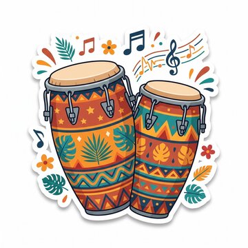 vector illustration of conga drum traditional musical instrument