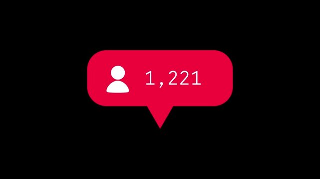 Red social media notification icons rising up with follower count and engagement, digital network community interaction like share comment, online feedback reaction progress