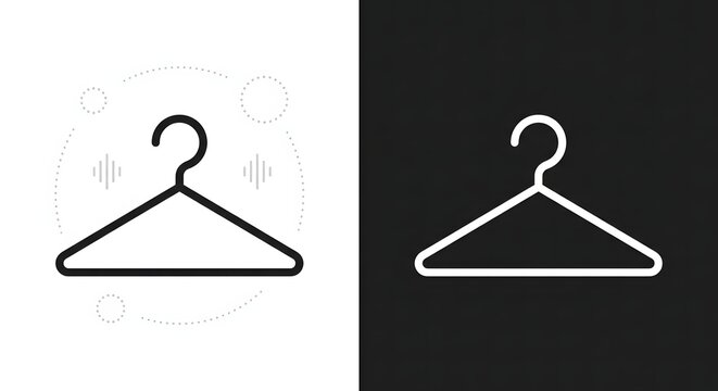 Clothes hanger icon vector illustration set in black and white styles for fashion design