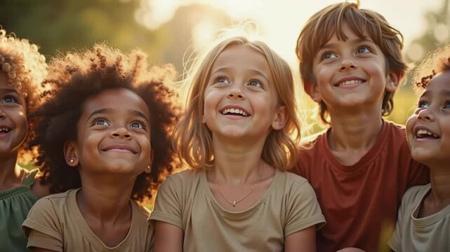 Kinder im Sonnenlicht im Kreise