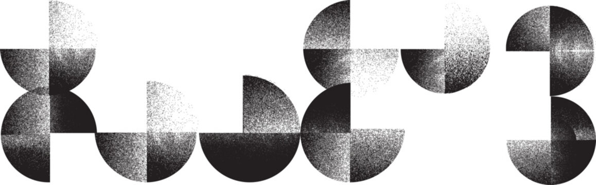 Sprayed black half circles composition .Graffiti art design . Noise textured semi circles . Spray effect .Grunge texture .Art design forms.Distressed element .Rough roller paint semicircles .Vector 