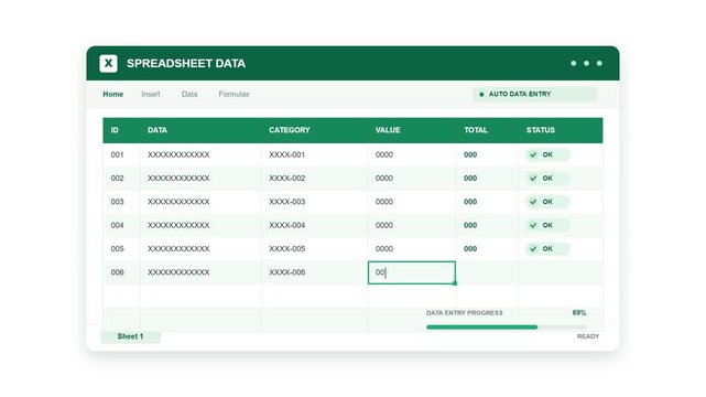Spreadsheet interface displaying financial data and analytical metrics in a green window format.