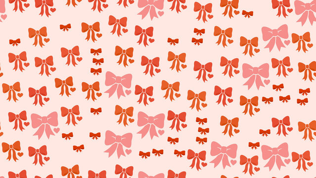 Seamless pattern of bows and hearts