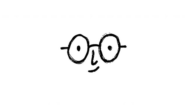 Eyeglasses For Vision Correction And Reading Hand-Drawn Doodle Animation On Transparent Background. Spectacles And Optical Accessory. Seamless Animated Icon. 4K Video Overlay Element.