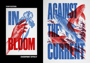 Vertical Color Overprint Effect For Poster And Print Design