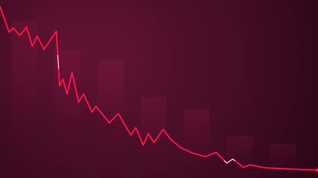 Financial loss concept with red decreasing graph line representing market crash, economic crisis and business decline