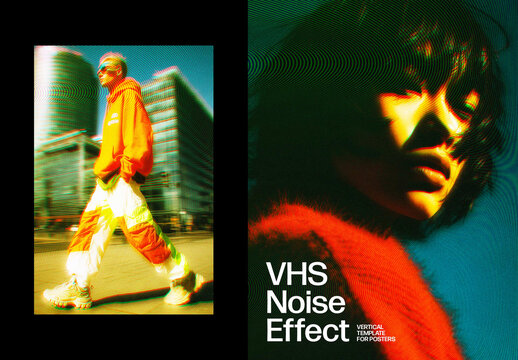Vertical VHS Noise Effect For Poster And Print Design