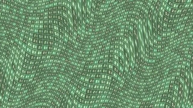 Green abstract wavy pattern with cross hatch texture background