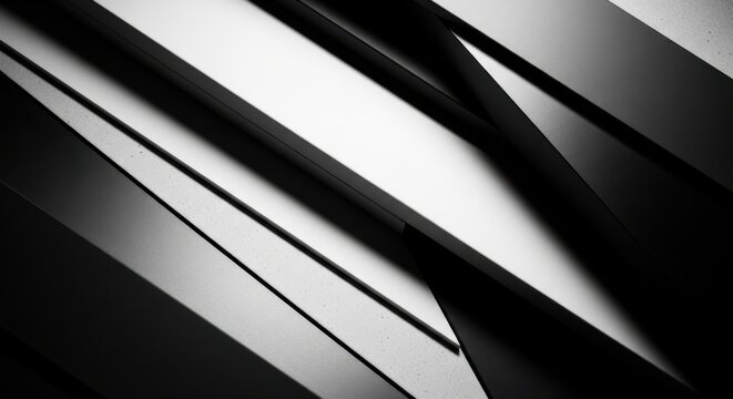 Abstract geometric background with dark metallic parallel lines sharp angles and light reflection Modern 3D render