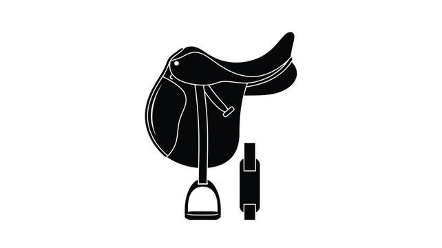 English saddle and stirrup presented as a black silhouette