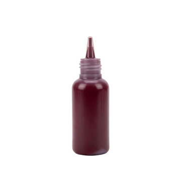 Elegant makeup bottle with dropper cap and burgundy pigment for