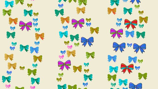 Scattered colorful bows pattern