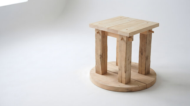 Wooden column structure with a square top and round base