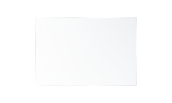 Glass plate on transparent background. Realistic screen glass, window mockup, clear glass showcase, glossy plastic glare frame, acrylic with glares and light, clear rectangular plate, plexiglas, 3d.